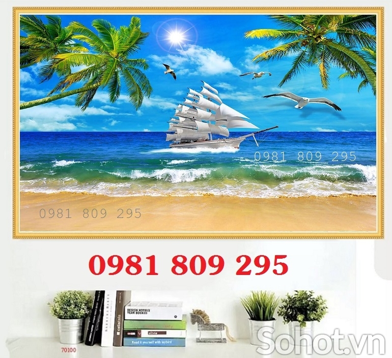 Gạch ốp tường phòng khách thuyền buồm