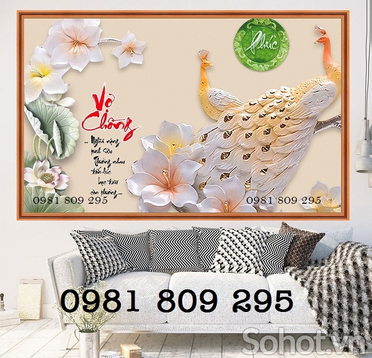 Gạch 3d con công , tranh gạch 3d