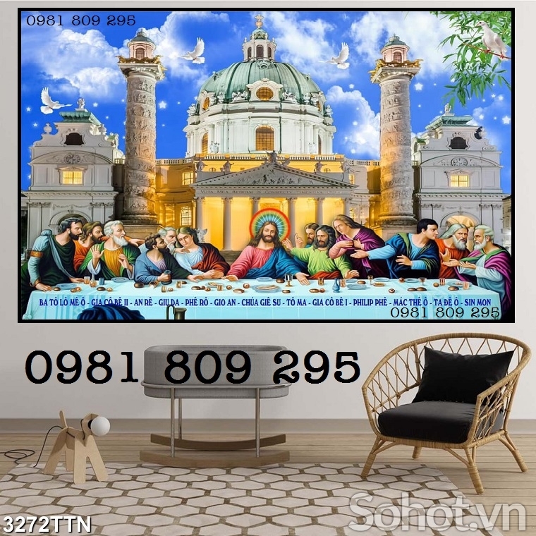 Tranh ốp tường , gạch 3d 12 tông đồ công giáo HN9955