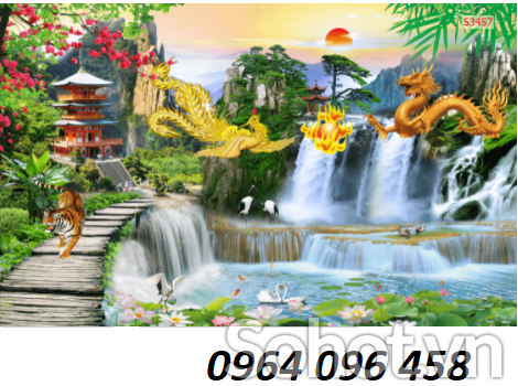 Tranh rồng bay 3d - tranh gạch 3d rồng bay - SCV64