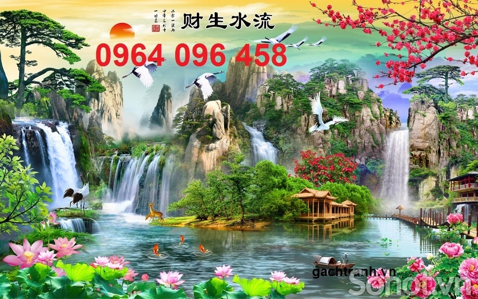 Gạch tranh ốp tường 3d phong thủy phòng khách - SXCVB9