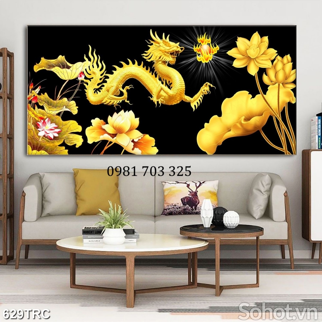 Tranh gạch con rồng 3D phong thủy dán tường