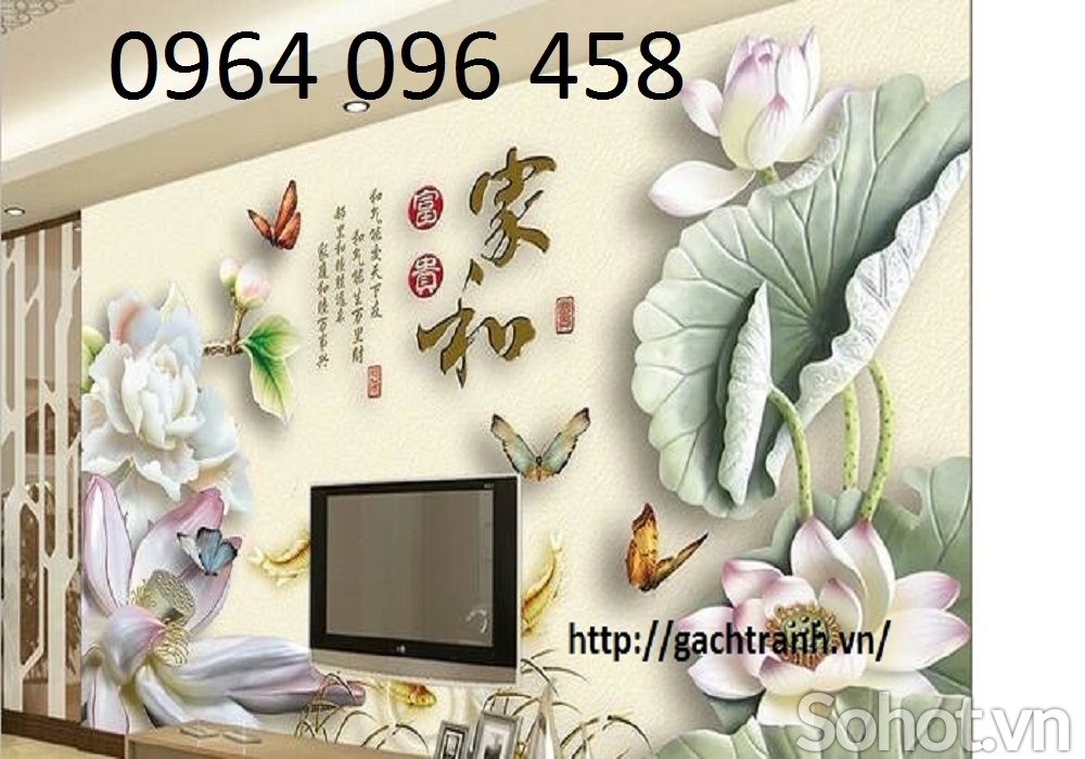 Tranh gạch men 3d mẫu hoa sen - GBB04