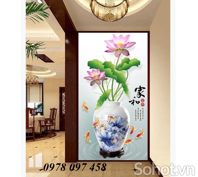 Tranh gạch 3D - tranh bình hoa