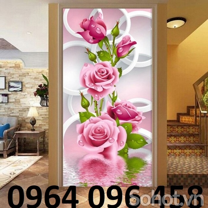 Tranh gạch 3d hoa hồng ốp tường - 5HGCV