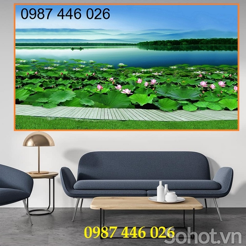 Tranh gạch men hoa sen 3d HP9834