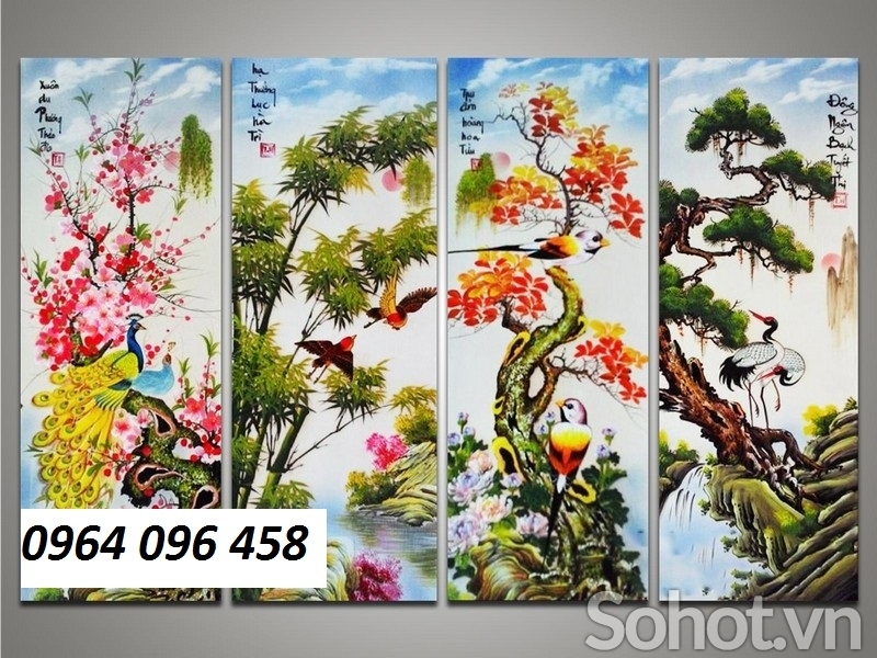 Tranh gạch 3d tứ quý - MCV89
