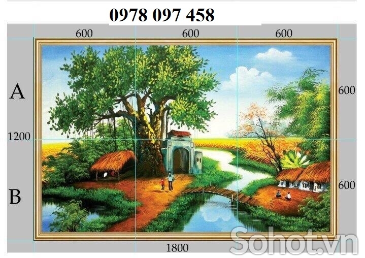 Gạch tranh đẹp phòng khách