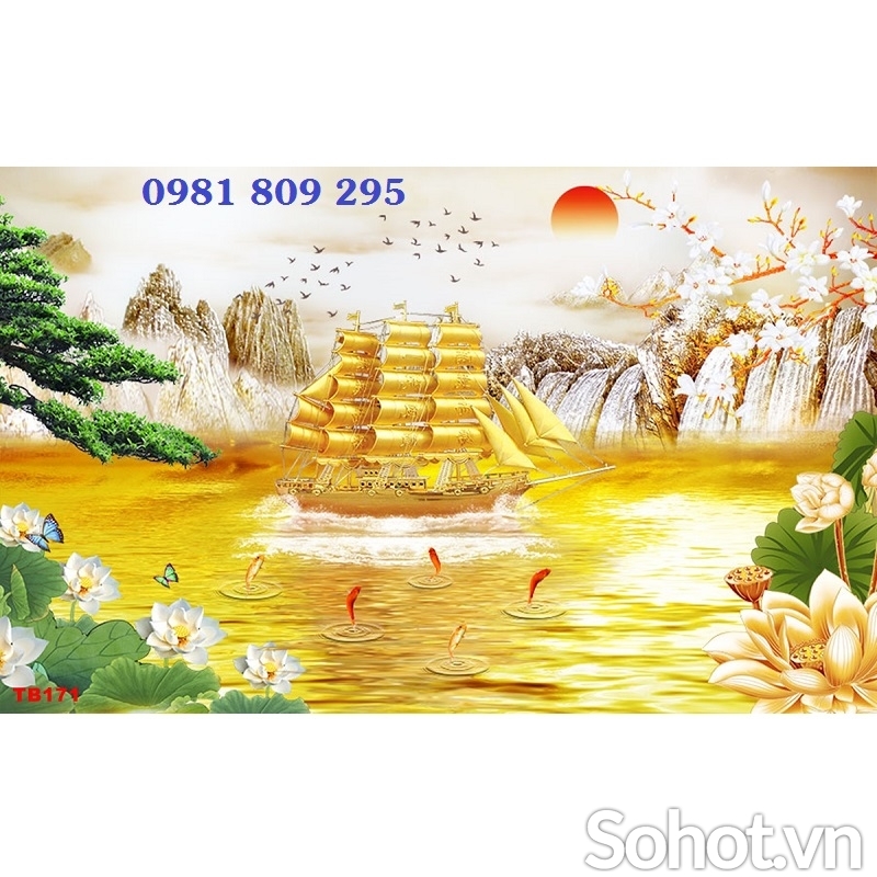 Gạch tranh thuyền buồm , tranh gạch JP211