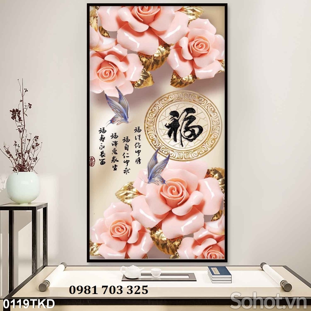 Tranh gạch khổ đứng đẹp trang trí