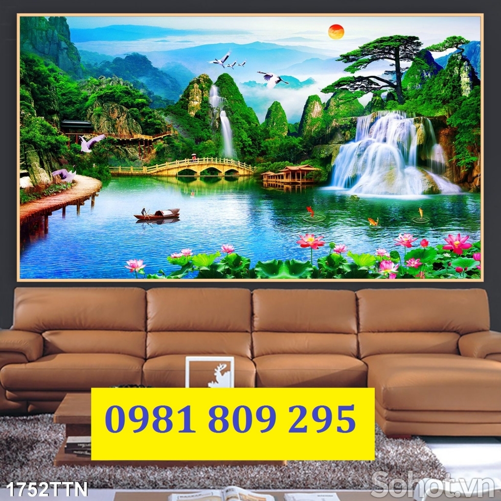 Tranh gạch phong cảnh, tranh thác nước 3d ốp tường GP566