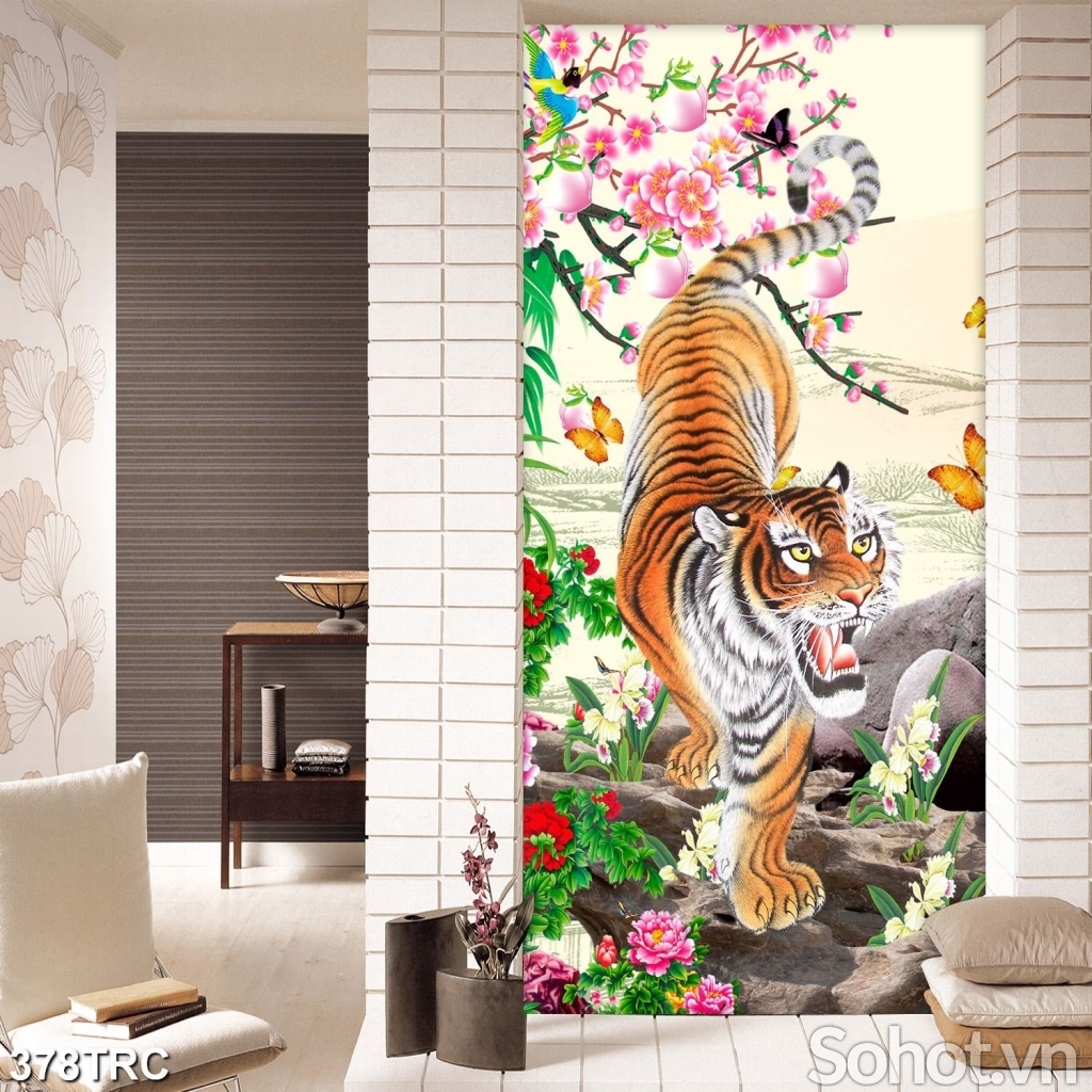 Tranh gạch hổ 3D trang trí