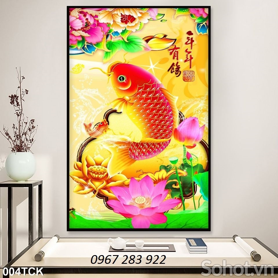 Tranh trang trí tường phòng khách gạch men 3d