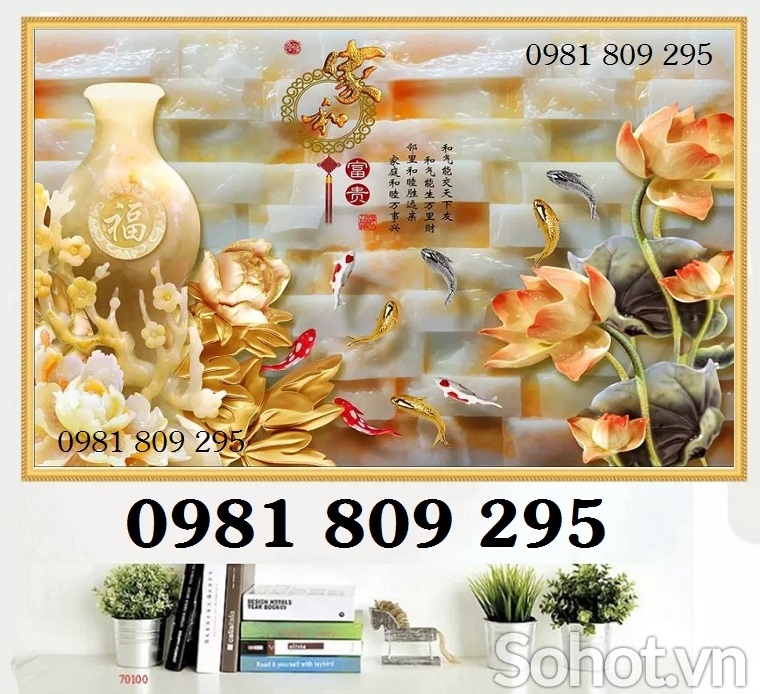 Tranh gạch bình hoa 3d