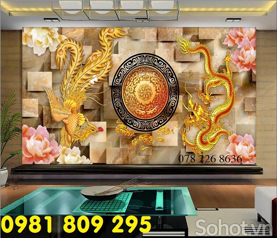 Gạch tranh 3d , tranh long phụng