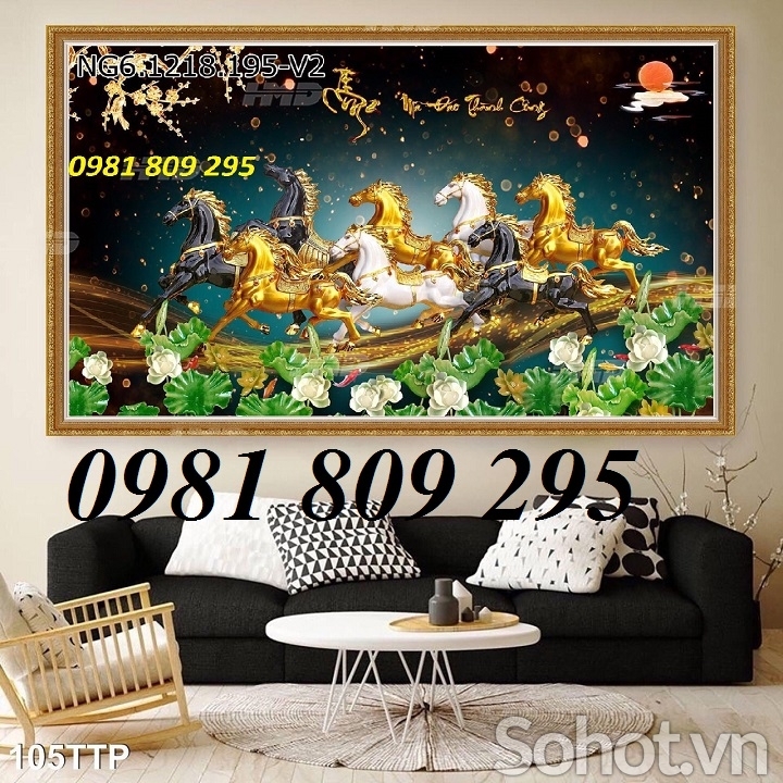 Gạch tranh mã đáo thành công - tranh gạch 3d ngựa HFG8