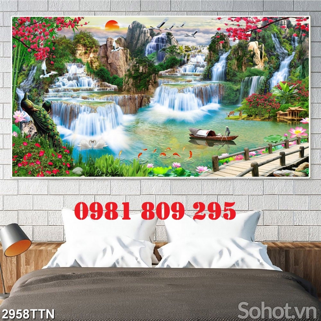 Gạch tranh , tranh ốp tường phong cảnh mặt trời