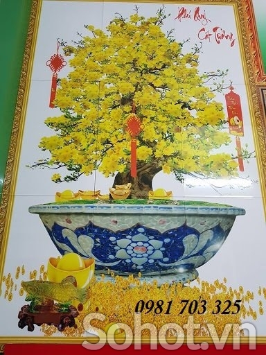 Tranh gạch ốp tường hoa mai