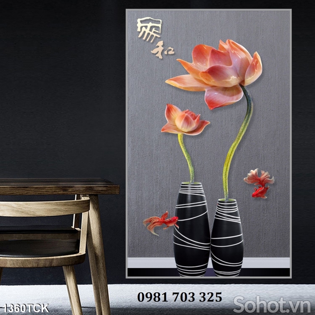 Gạch tranh 3d hoa sen trang trí đẹp