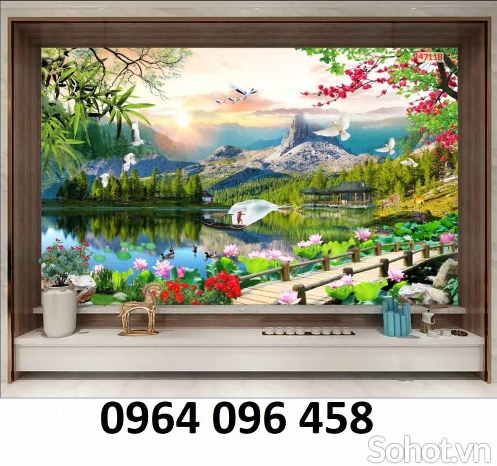 Gạch tranh 3d tranh trí phòng khách - KCDC4