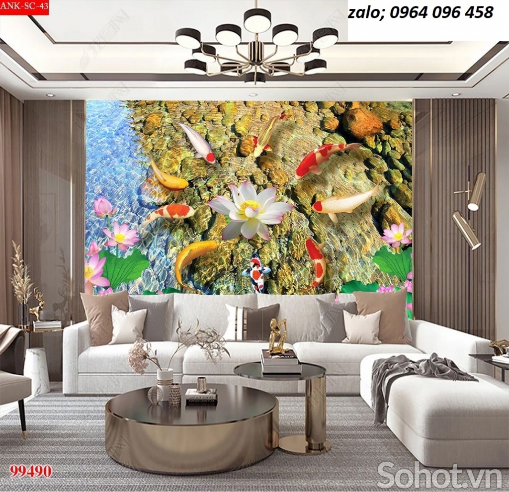 Tranh gạch 3d phong thủy cá chép - KDC433