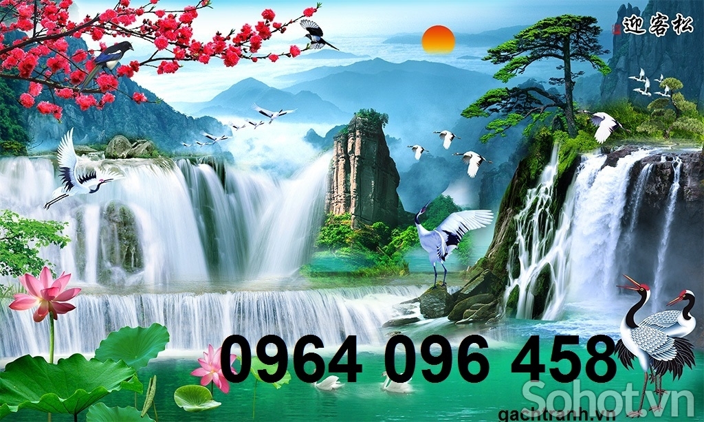 Tranh sơn thủy hữu tình - tranh gạch 3d ốp tường - 9876C