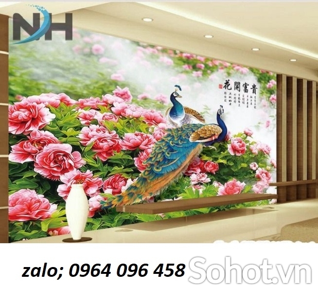 Tranh gạch 3d ốp tường tranh chim công - SCXV44