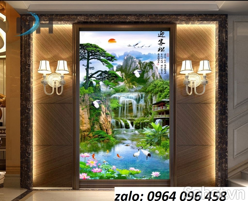 Tranh gạch 3d phong cảnh khổ đứng - MCBB86