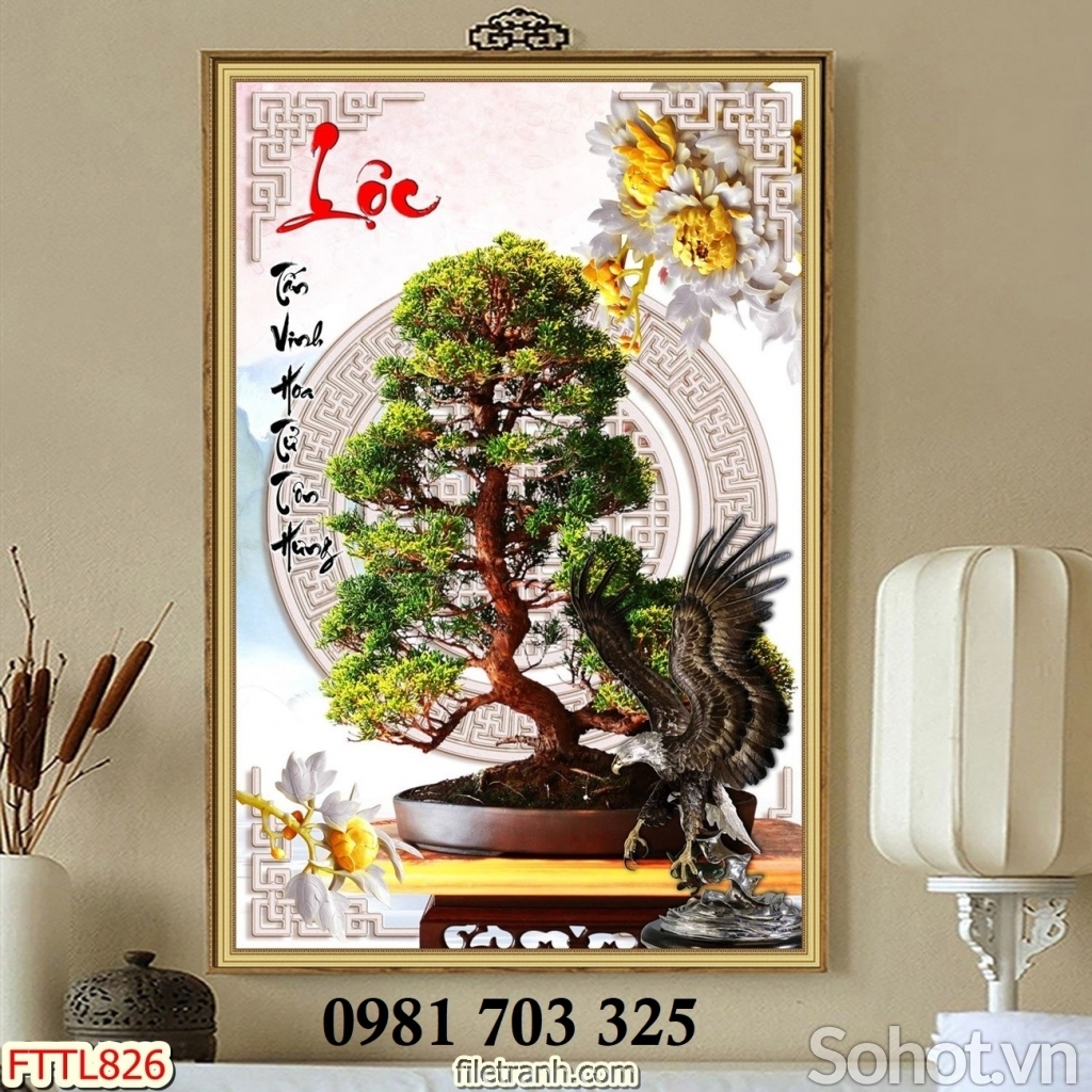 Gạch tranh 3D cây cảnh phong thủy ốp tường