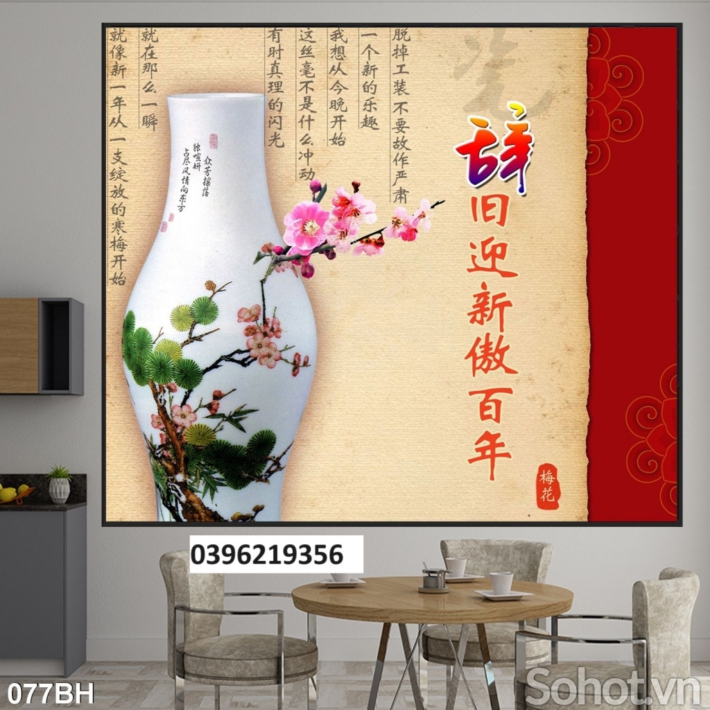Tranh gạch bình hoa đẹp 3D trang trí