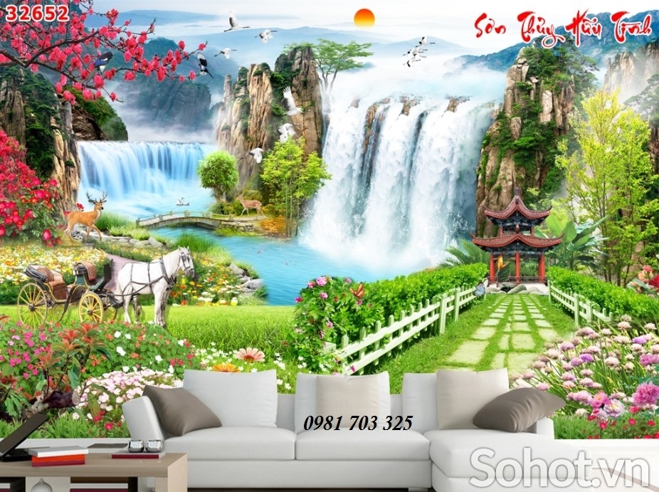 Tranh gạch 3D sơn thủy hữu tình