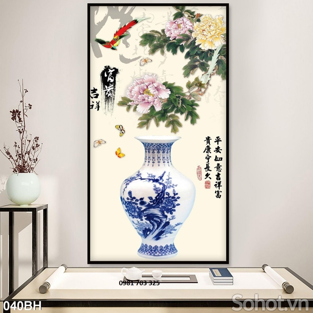 Tranh gạch bình hoa 3d đẹp