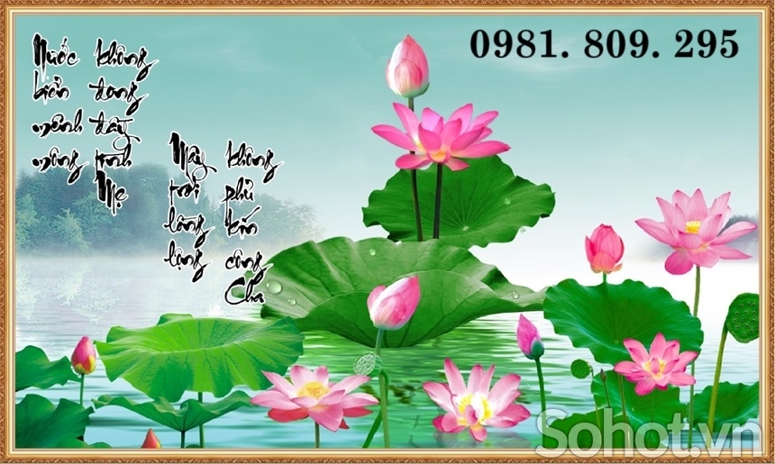 Tranh gạch men , gạch 3d hoa sen HN8281