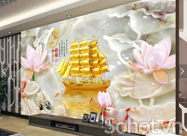 Tranh gạch 3d phong thủy thuận buồm xuôi gió - DLK059