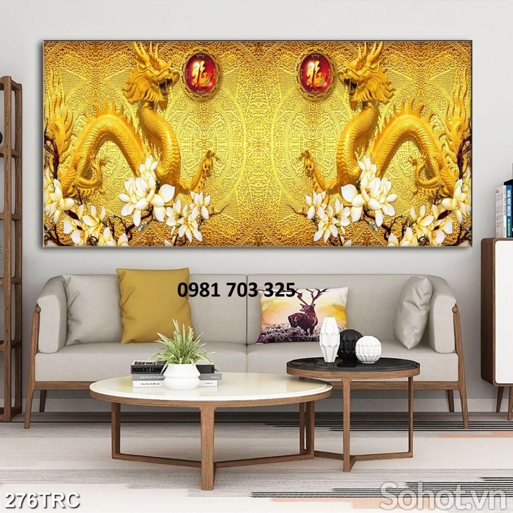 Tranh rồng phong thủy trang trí phòng khách