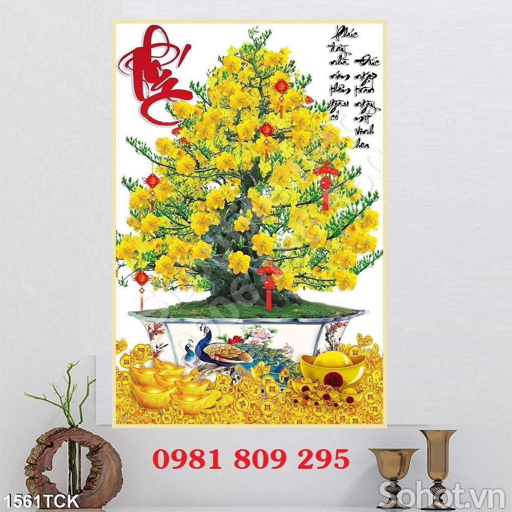 Gạch trang trí - gạch 3d hoa mai vàng HP643