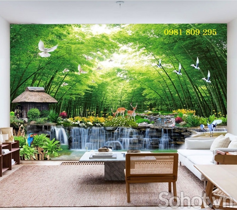 Gạch tranh tường 3d phòng khách HP309