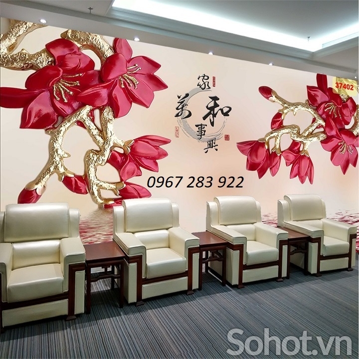 Tranh hoa mộc lan gạch men 3d ốp tường