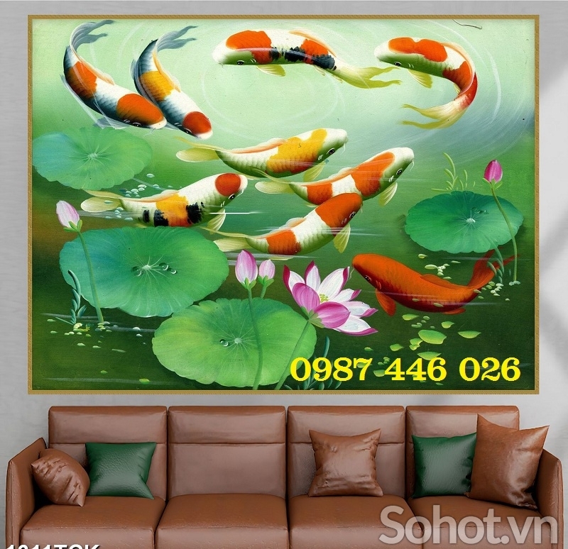 Gạch tranh cá chép cửu ngư đồ quần hội