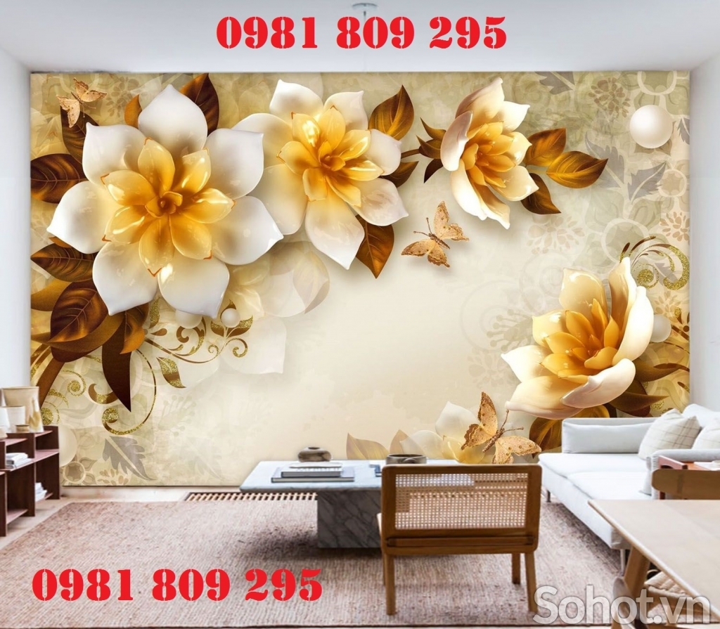 Gạch trang trí 3d hoa ngọc ốp tường
