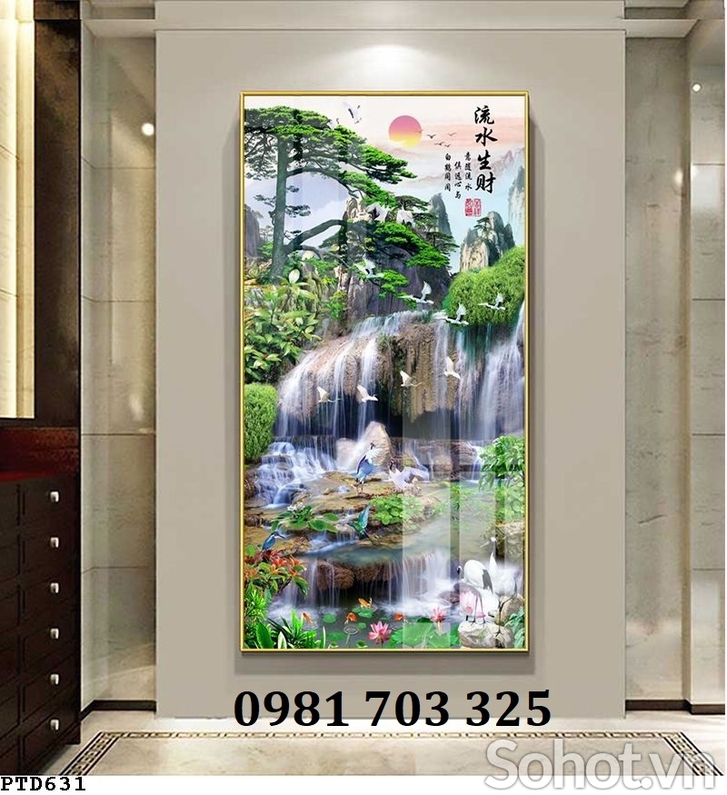 gạch tranh thác nước dán tường khổ đứng