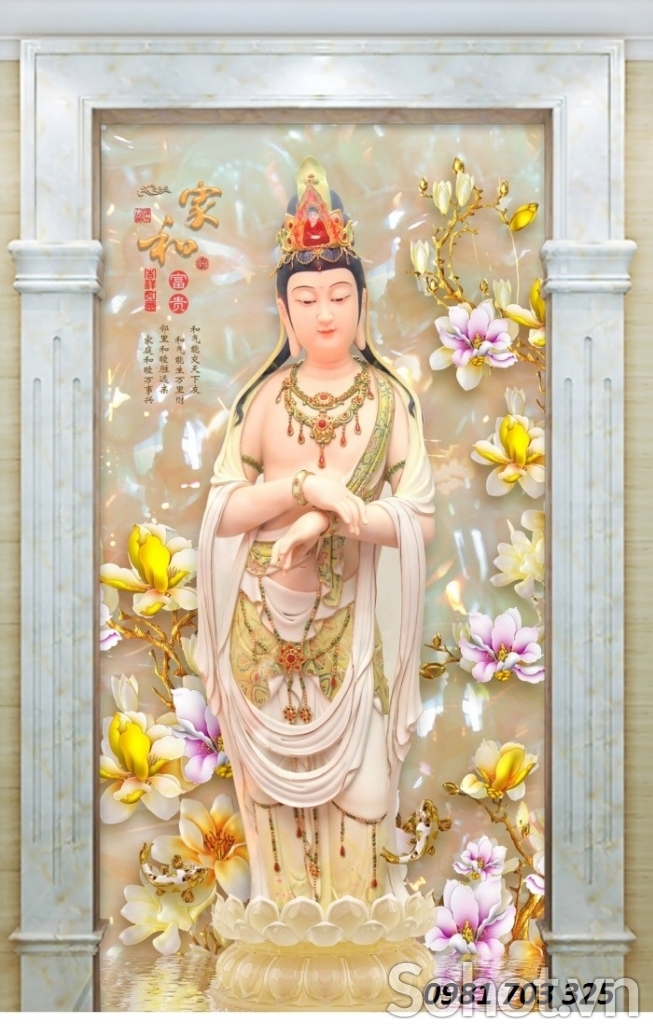 Tranh Phật giáo- tranh gạch ốp tường phòng thờ
