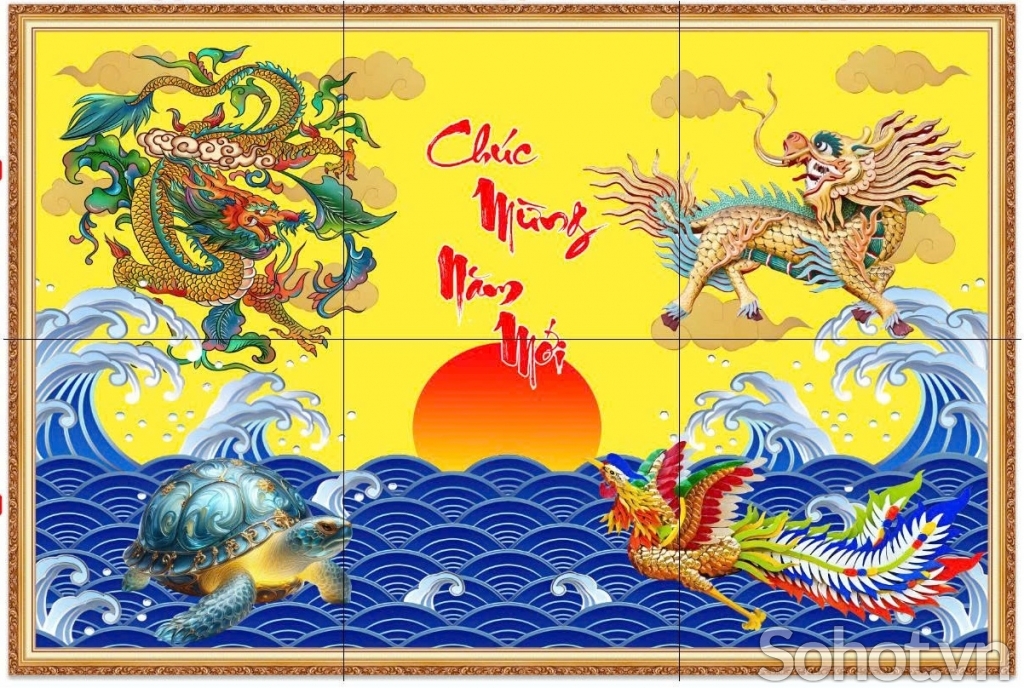 Tranh gạch 3d long lân quy phụng - XCX33