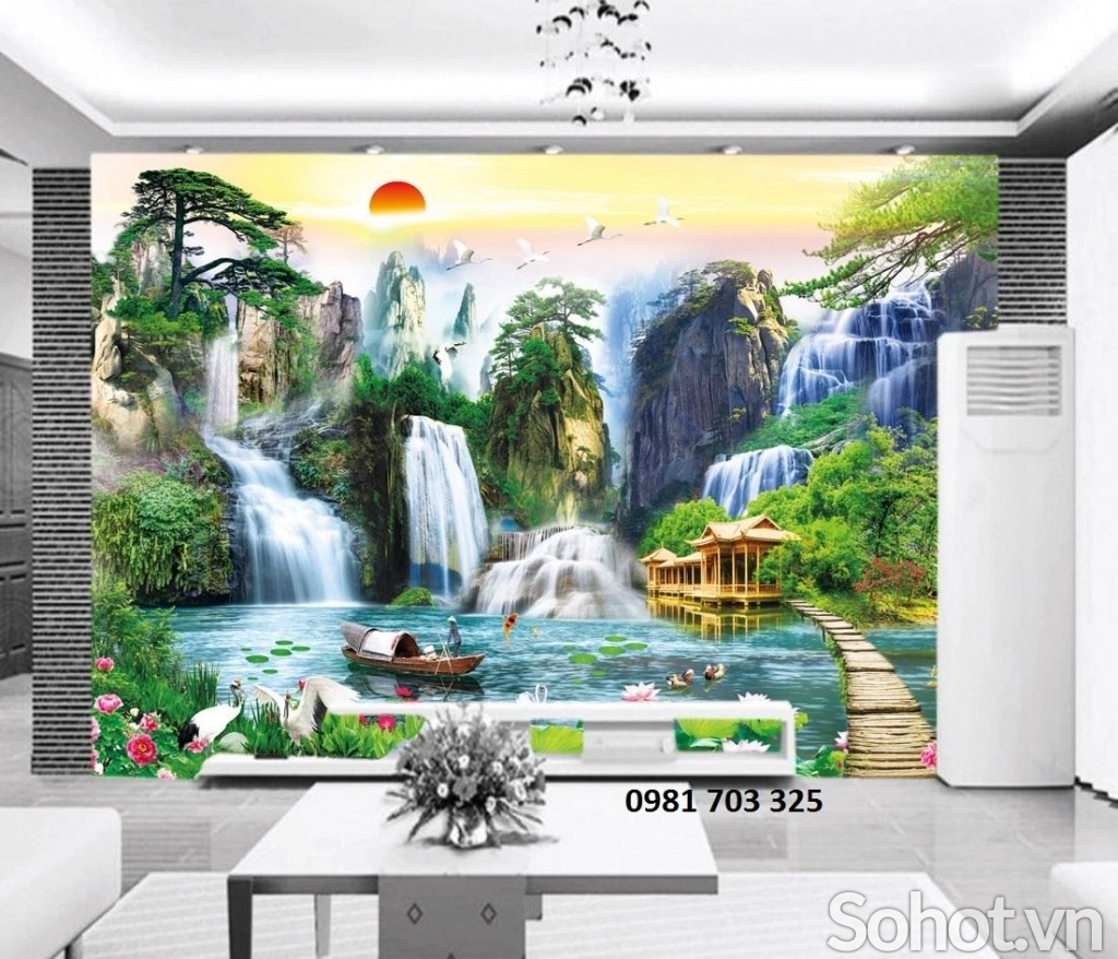 Gạch tranh đẹp thác nước