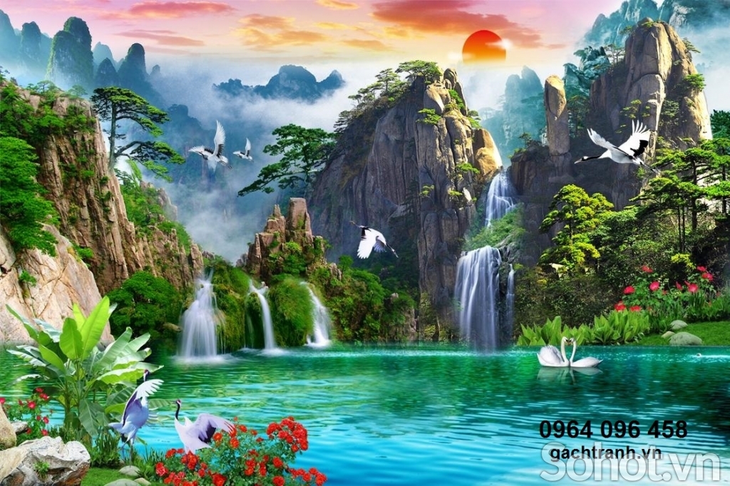 Tranh 3d phong cảnh - tranh gạch 3d ốp tường - KCDC4