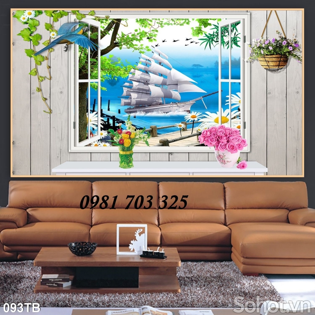 gạch tranh phong thủy thuyền buồm