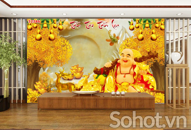 Tranh cây kim tiền 3d - gạch tranh ốp tường - 432SL