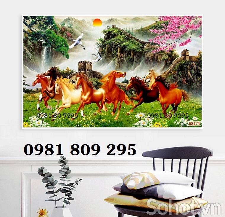 Gạch 3d ngựa phi trên nước , tranh gạch men