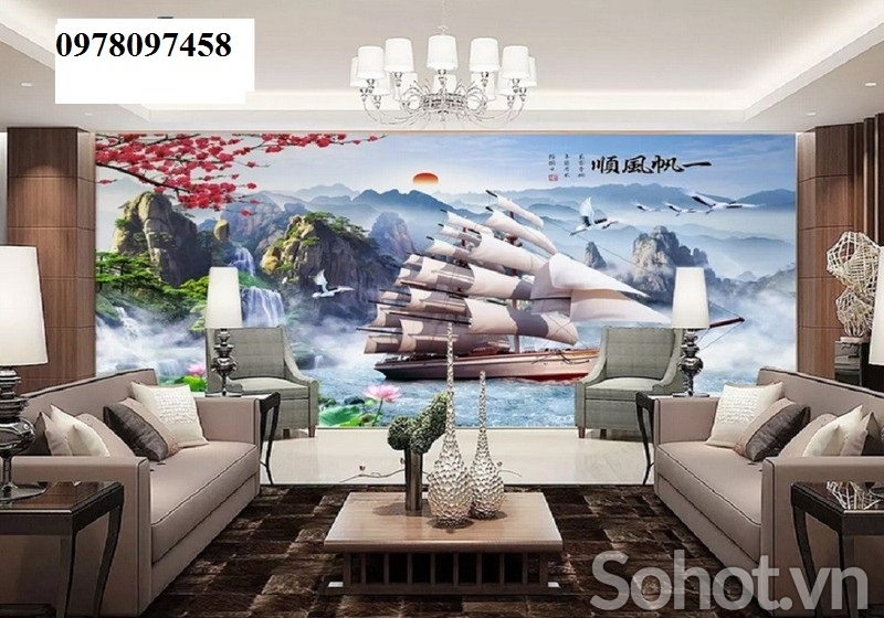 Gạch tranh 3D - tranh thuyền buồm
