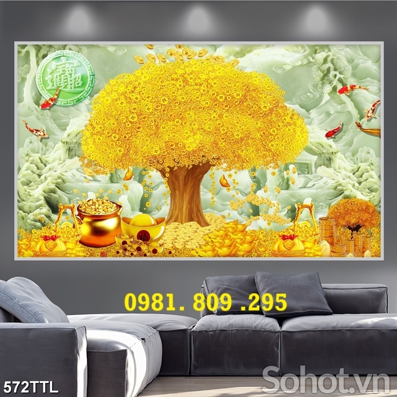 Tranh ốp tường , gạch tranh kim tiền